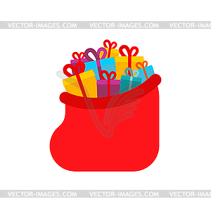 Open santa bag with gifts . Xmas and New Year ill - vector image