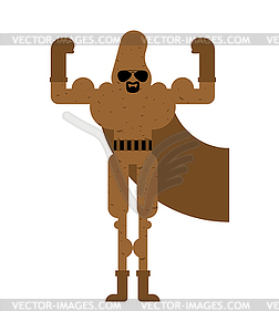 Potato superhero. Super Vegetable in mask and raincoat. - vector clip art