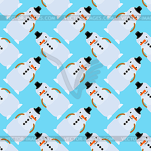 Snowman pattern seamless. Christmas background. Xma - vector image