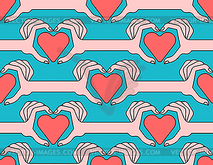 Love fingers symbol pattern seamless. Heart made - vector image