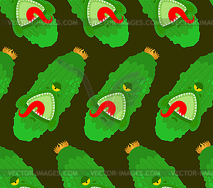 Cucumber monster pattern seamless. GMO mutant - vector image