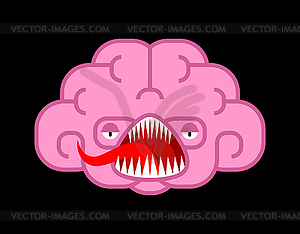 Brain Angry monster. Bad mutant thoughts. Evil - vector clipart