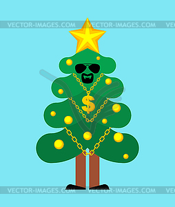 Cool Christmas tree with glasses and goatee beard. - royalty-free vector image