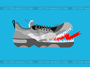 Toothy Sneaker monster. Sneakers with teeth. Angry - vector clip art