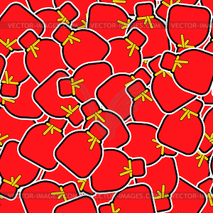 Santa bag pattern seamless. Red sack Christmas - vector image