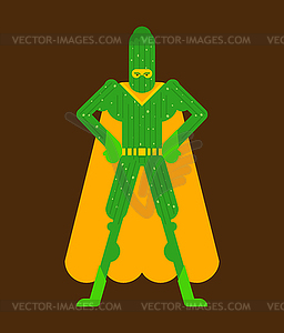 Cucumber superhero. Super Vegetable in mask and - vector clip art