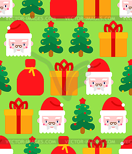 Christmas pattern seamless. Santa and elf. Christma - vector clipart