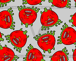 Tomato monster pattern seamless. GMO mutant - vector clipart