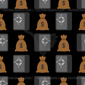 Bank pattern seamless. Safe and bag of money - vector clip art