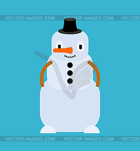 Снеговик Симпатичные каваи. забавный рождественский мультяшный стиль - векторное изображение EPS