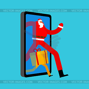 Santa Claus Congratulation online Gadget. - vector image