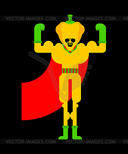 Bell pepper superhero. Super Vegetable in mask and - vector clip art