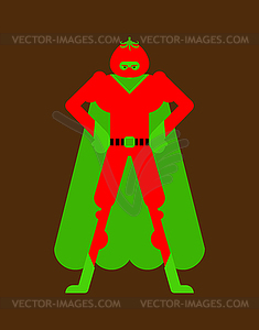 Tomato superhero. Super Vegetable in mask and - vector clip art