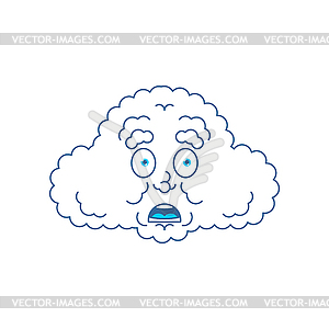 Cloud scared OMG emotion. Cloud man Oh my God emoji - vector image