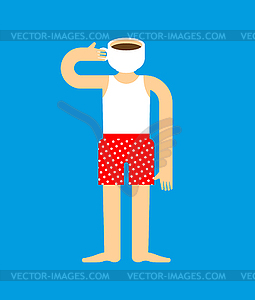 Чашка кофе вместо головы. пробуждение - стоковый векторный клипарт