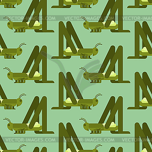 Grasshopper pattern seamless. green locust - vector image