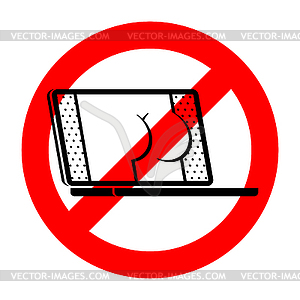 Stop Porn site video. Ban Content for adults. Red - vector clipart