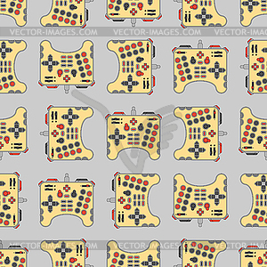 Super Joystick pattern seamless. Meag Gamepad Game - vector clipart