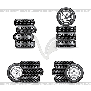 Set of tires for cars - vector image