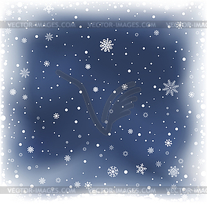 Blue night snow background - vector clipart