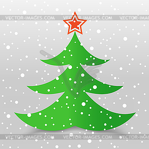 Christmas tree and snow gray background - vector clipart