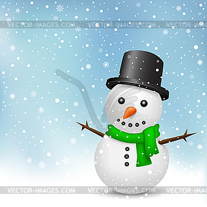 Snowman on snow background - vector image