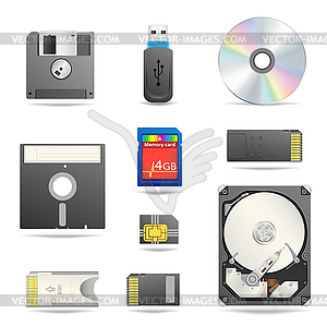 Digital data devices icon set - vector image