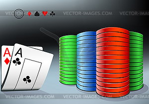 Poker chips and two aces - vector image