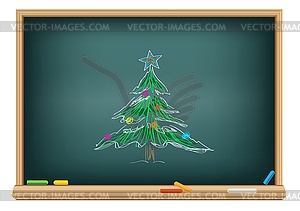 Drawing fir by chalk - vector clipart