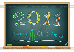 Drawing 2011 by chalk - vector image