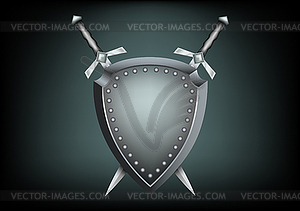 Safety shield and swords - vector clip art