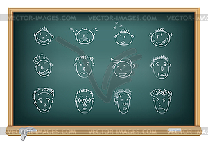 Drawing faces by chalk - vector image