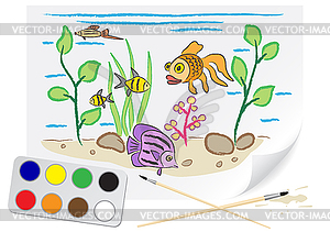 Drawing aquarium - vector EPS clipart