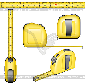 Hand holding measure roulette - vector clip art