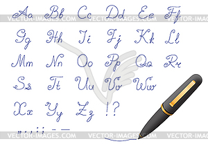 Ball-point pen font - vector image