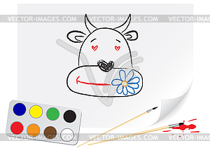 Drawing cow - vector clipart