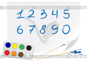 Drawing digits - vector clip art