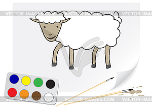 Drawing sheep - vector clipart