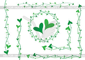 Green heart decoration - vector clip art