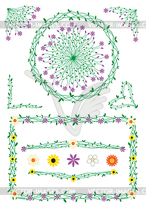Stalk and flowers decorations - royalty-free vector clipart