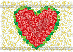 Red and white roses heart - vector EPS clipart