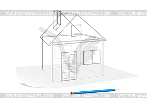 Simple house sketch - vector image