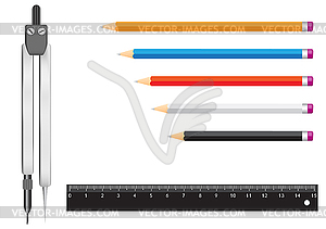 Compasses pencil ruler - royalty-free vector clipart