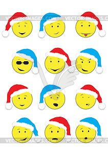 New Year`s smileys - stock vector clipart