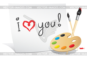 Valentine card of artist - vector image