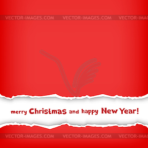 Christmas congratulation wrapped red paper - vector image