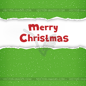 Christmas torn green paper - vector image