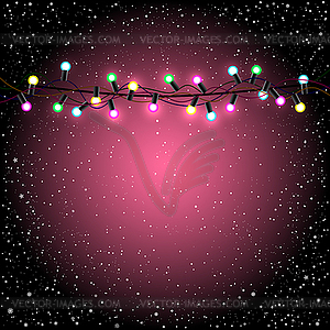 Christmas pink lights snow - vector image