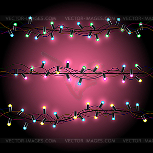 Светящиеся рождественские огни розовый фон - векторная иллюстрация