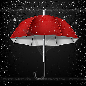 Open umbrella and snow - vector clip art